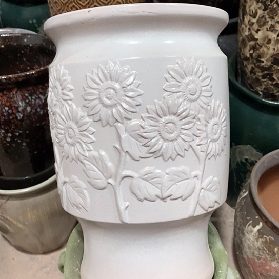 紫砂花盆口20高度31白色