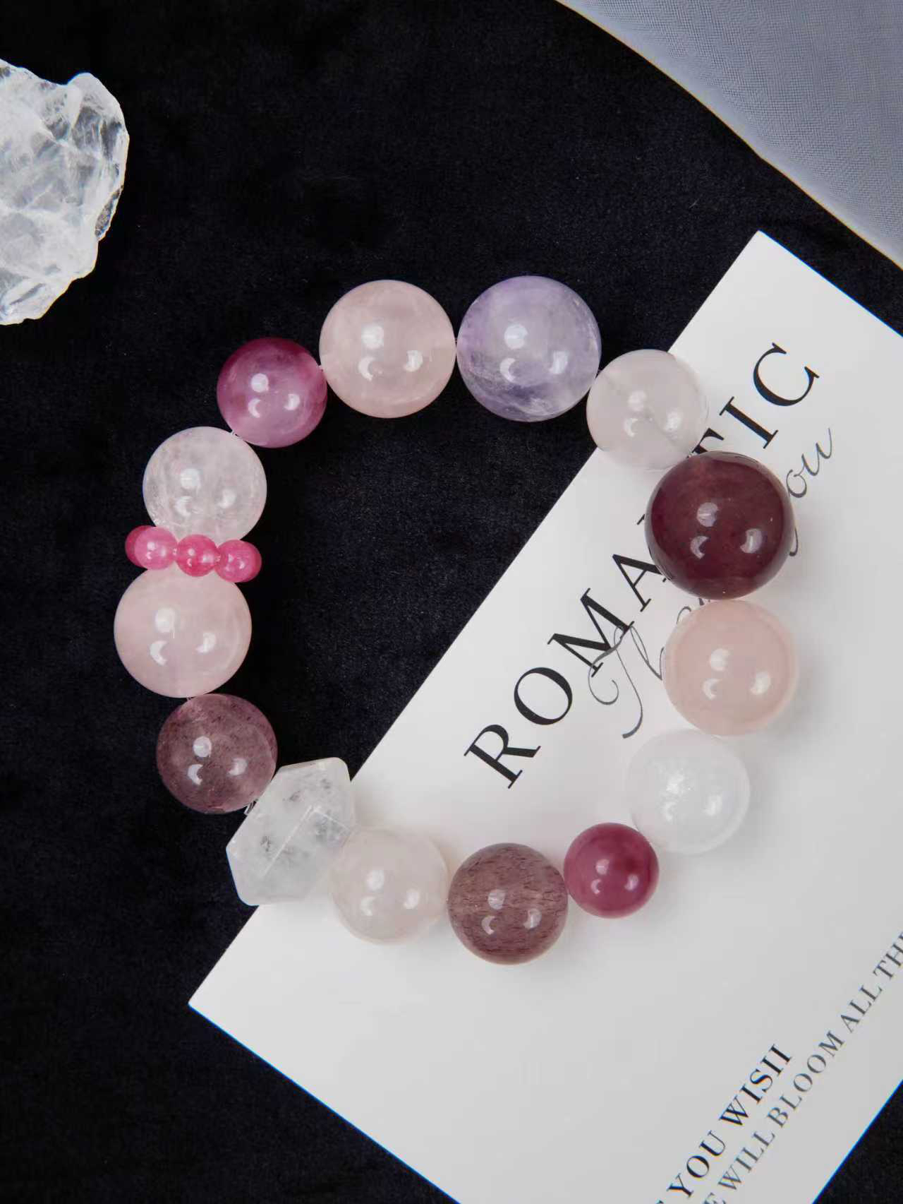 【草莓甜心】紫水晶+草莓晶 颜色微差