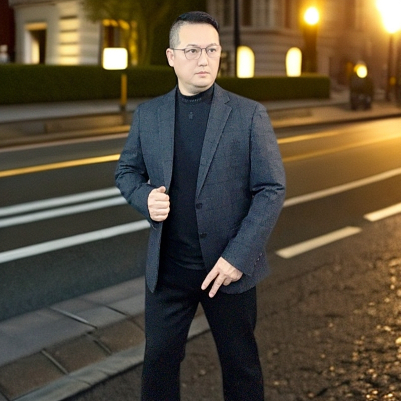 冬季男士商务休闲西装外套加厚保暖修身格纹两粒扣单西服