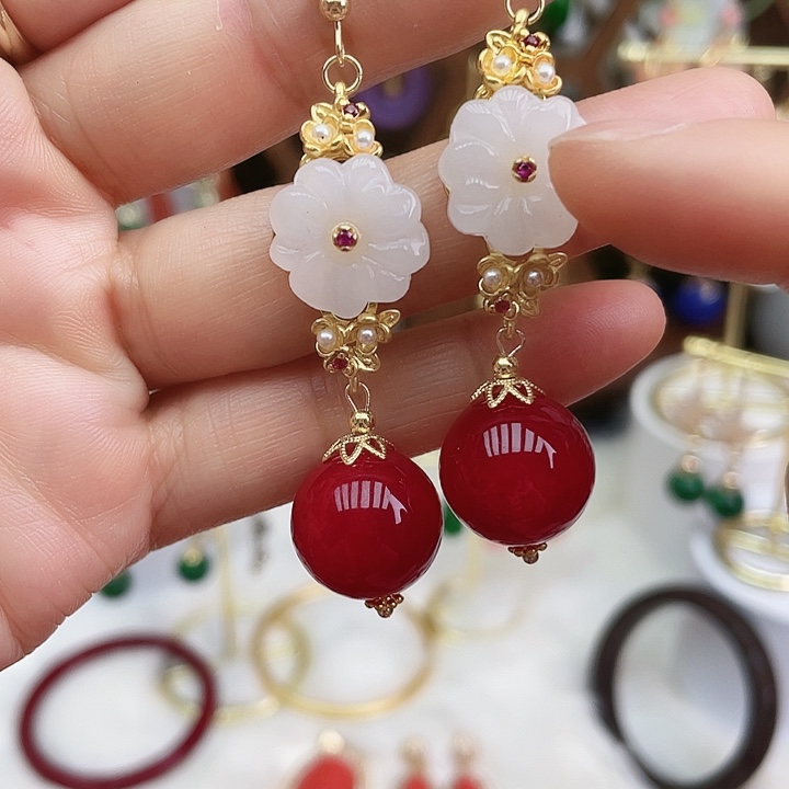 玛瑙/玉髓耳钉合金