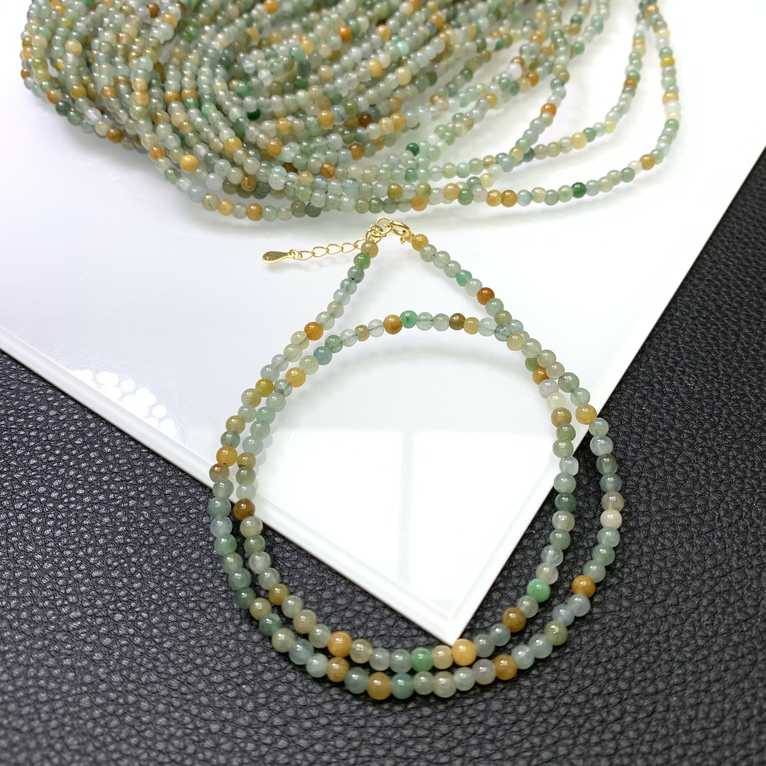 「戴琴珠宝」FR4375-翡翠3mm左右银镶项链（多样性发其一）