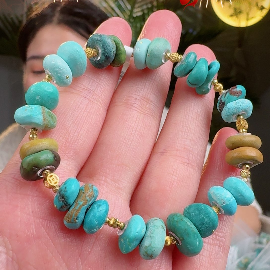 绿松石珠宝奇石18K金镶嵌