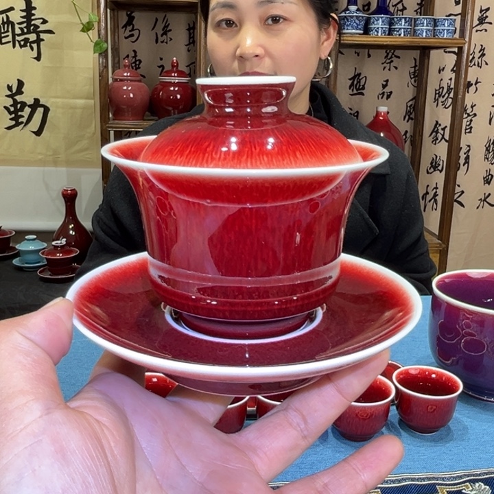 景德镇陶瓷马蹄盖碗福利大漏