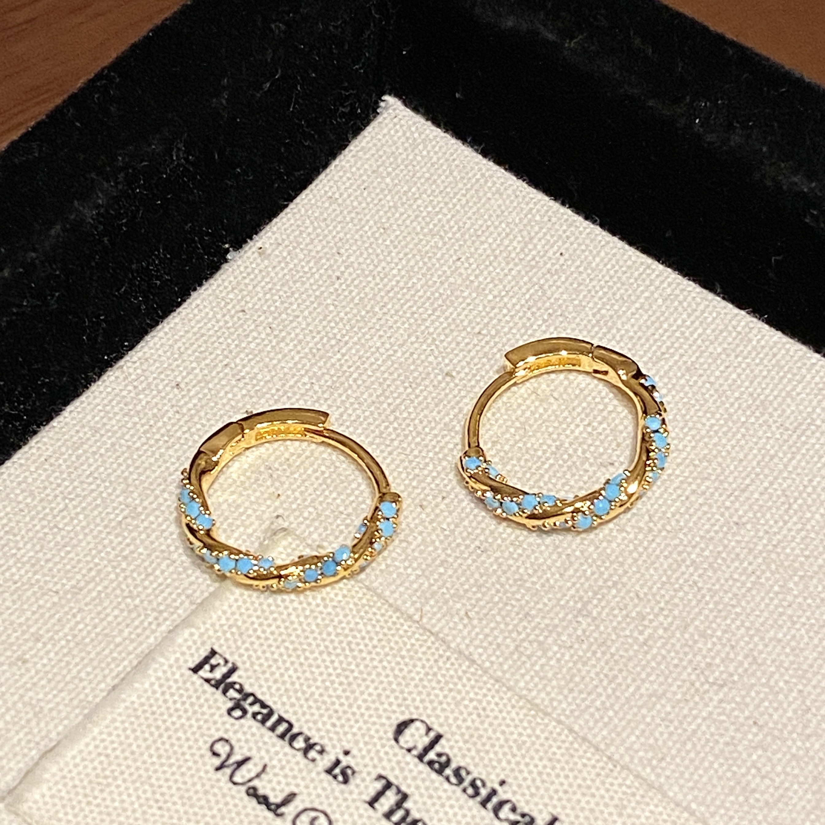 铜合金合成锆石耳饰 【小绿圈】轻奢小众高级感耳环A2367