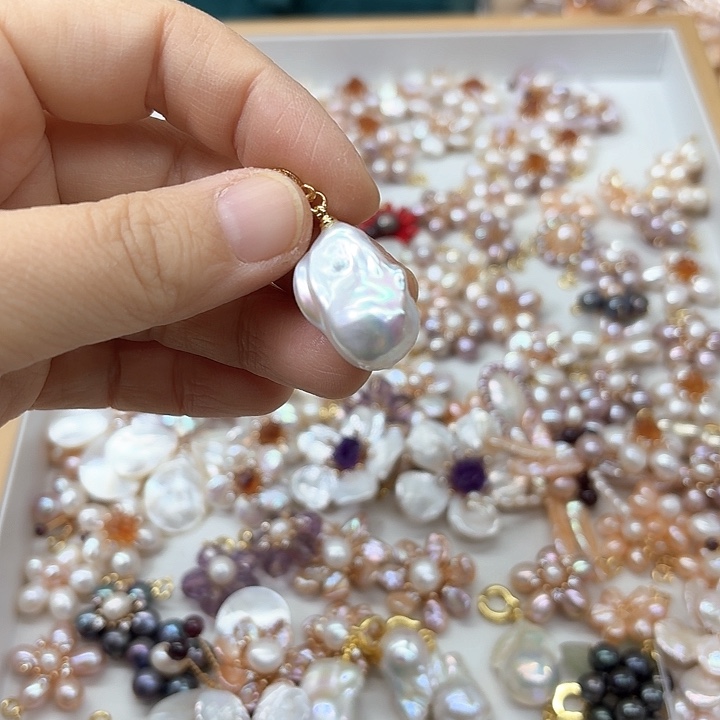 淡水珍珠发饰银S925镶嵌༻***༺