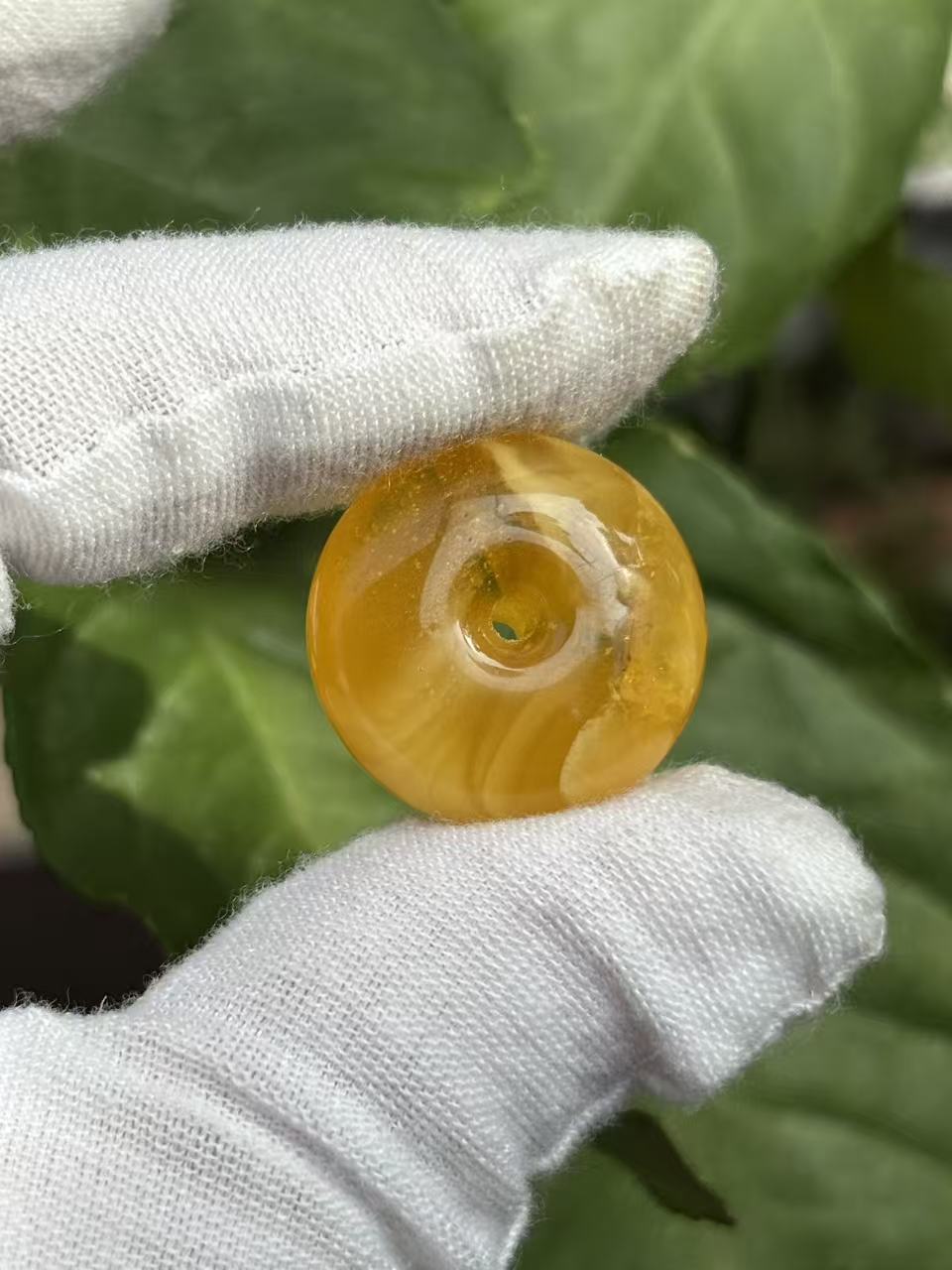 2020天然蜜蜡琥珀妖花金沙平安扣22.8x11.6mm