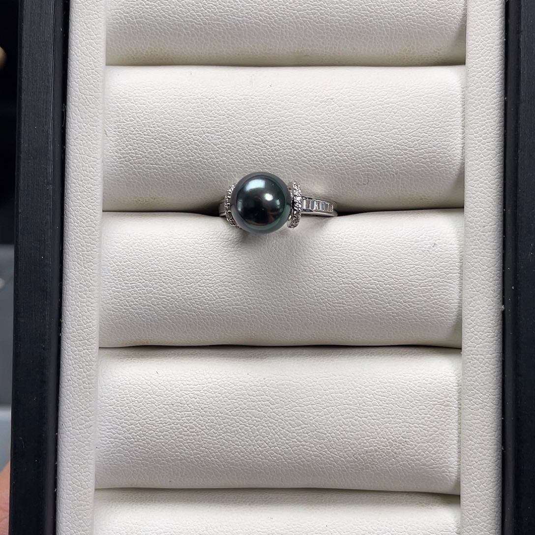 海水珍珠戒圈银S925镶嵌