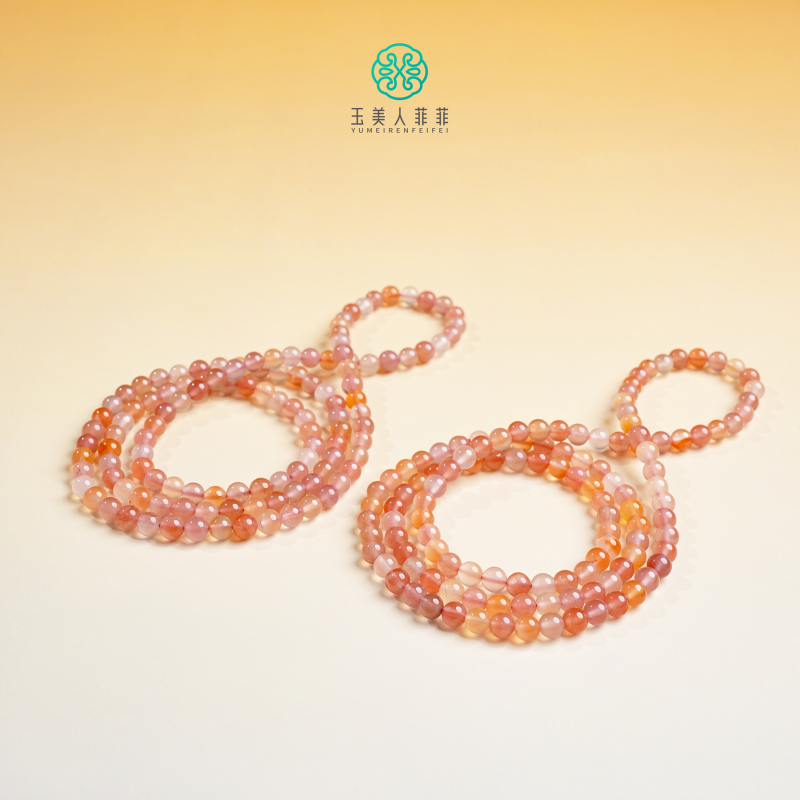 石惑珠宝~南红玛瑙四圈圆珠约6mm手串%多样性发一