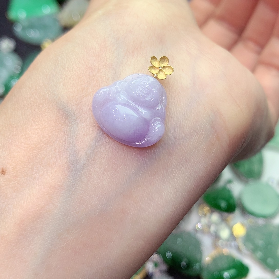 翡翠吊坠(不含链)18K金镶嵌