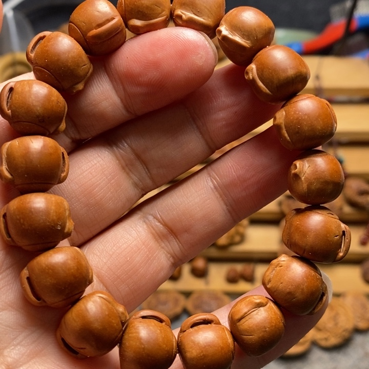 桃核雕刻把把壶手串