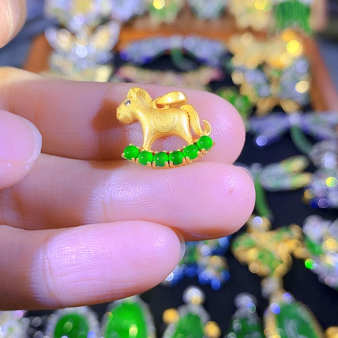 吊坠(不含链)银S925镶嵌翡翠