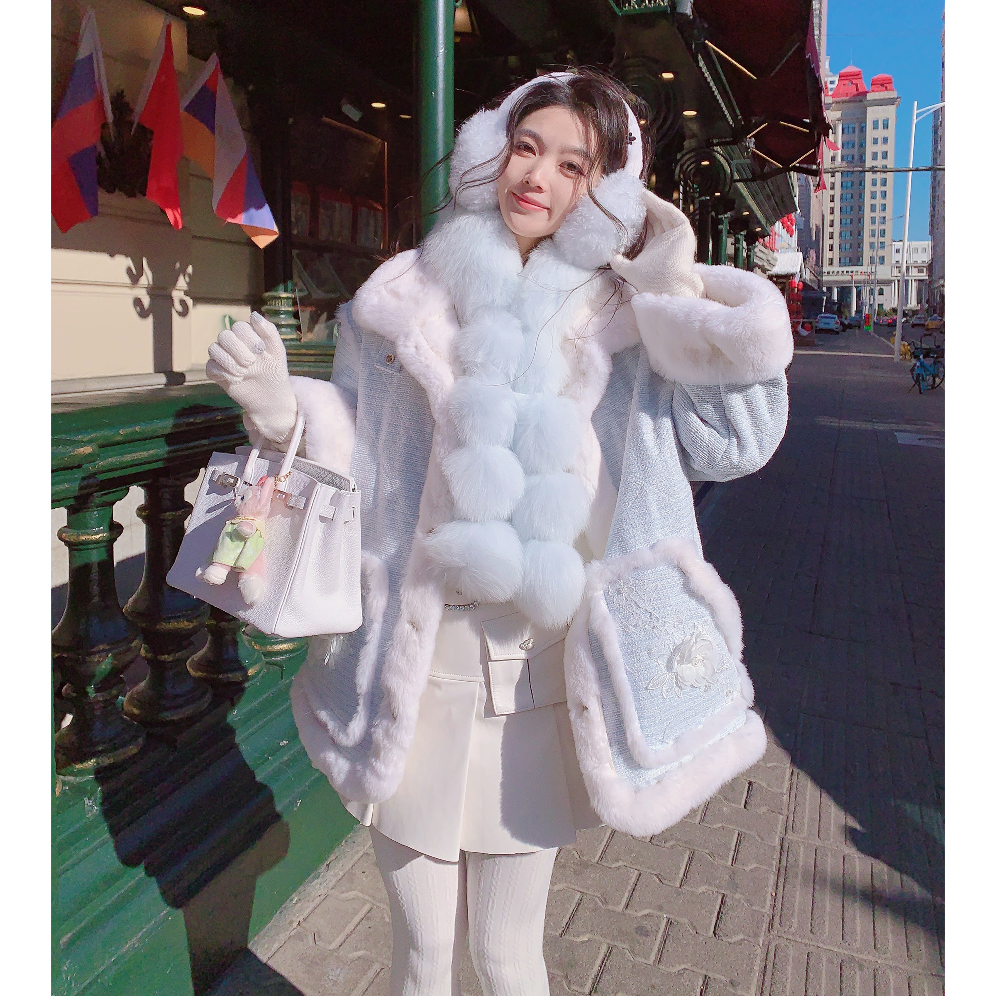 MissLuxury【兔兔雪宝】獭兔内胆皮草外套女冬季保暖显瘦好穿舒适