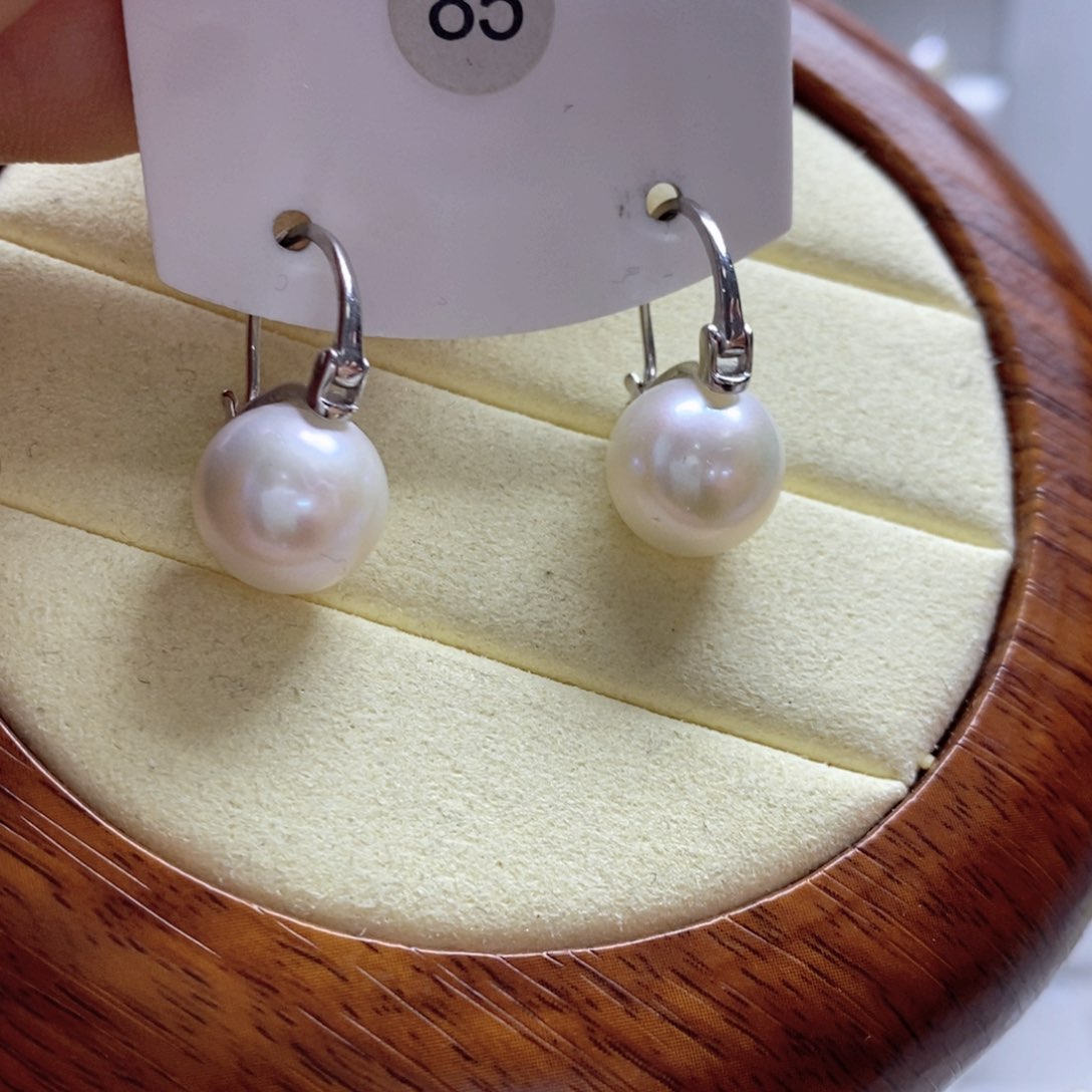 淡水珍珠耳饰银S925镶嵌