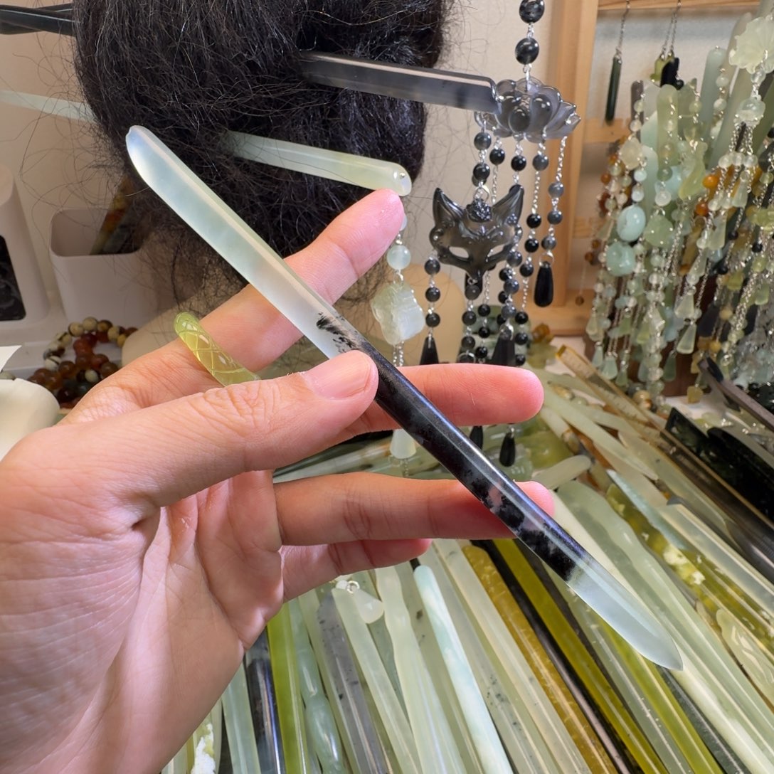 蛇纹石玉合金发饰