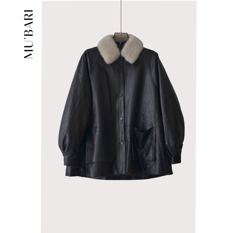 GEGE. 植鞣绵羊皮鹅绒服外套