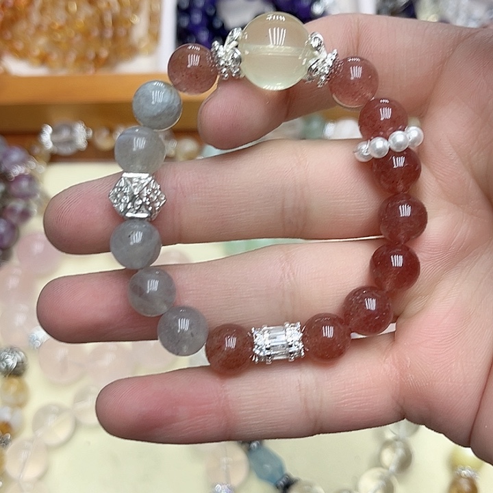 水晶手链未镶嵌月光石般美丽