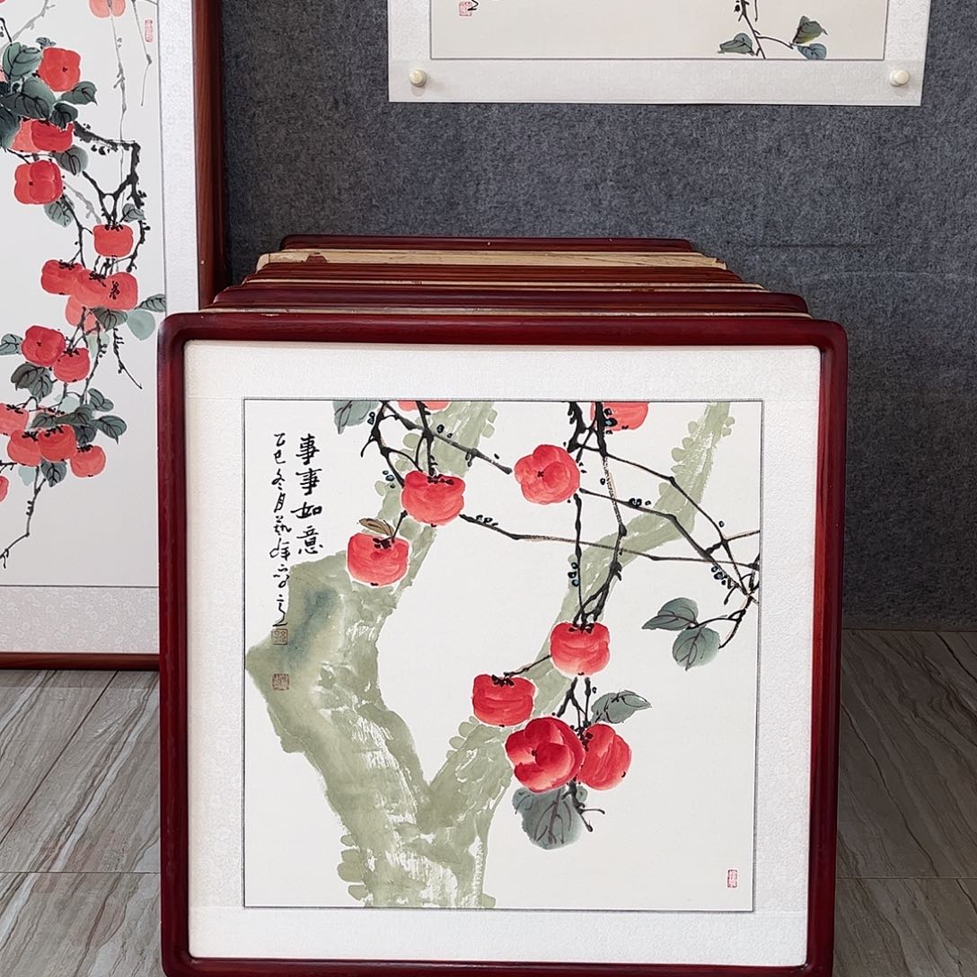 国画书画作品带框63×63