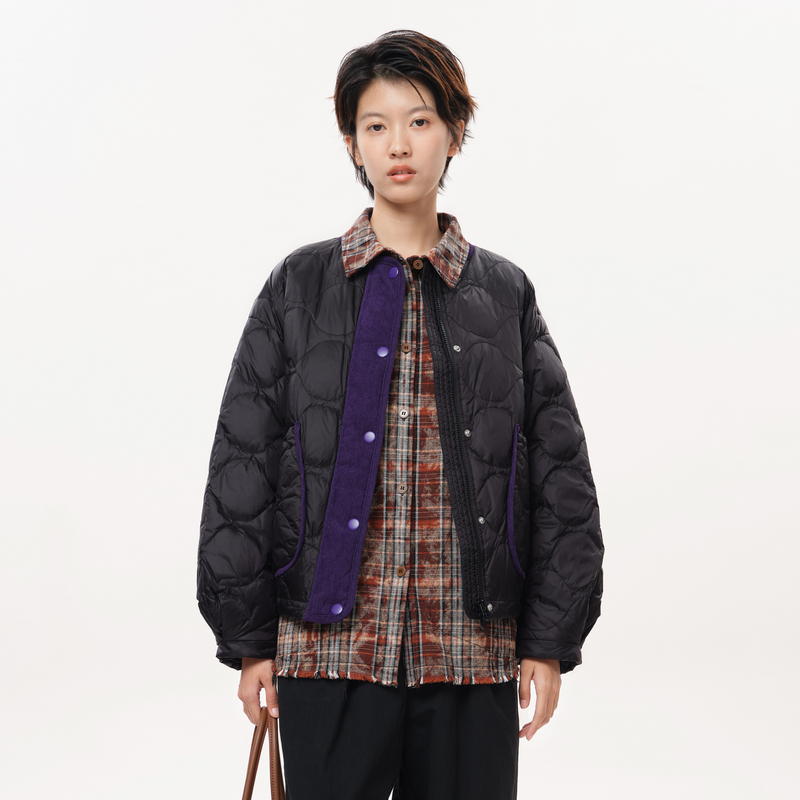 【新】MOVEUP幻走2025冬季.FUN 圆领拼接短款轻薄羽绒服女3EWD21299