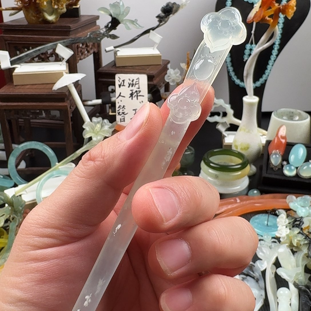 蛇纹石玉未镶嵌发饰