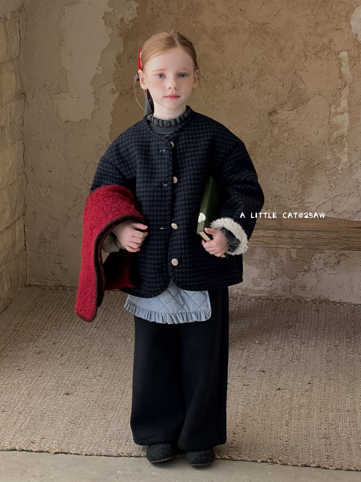 小猫集邮册·25冬~格子花边屁帘休闲裤1232（童装）