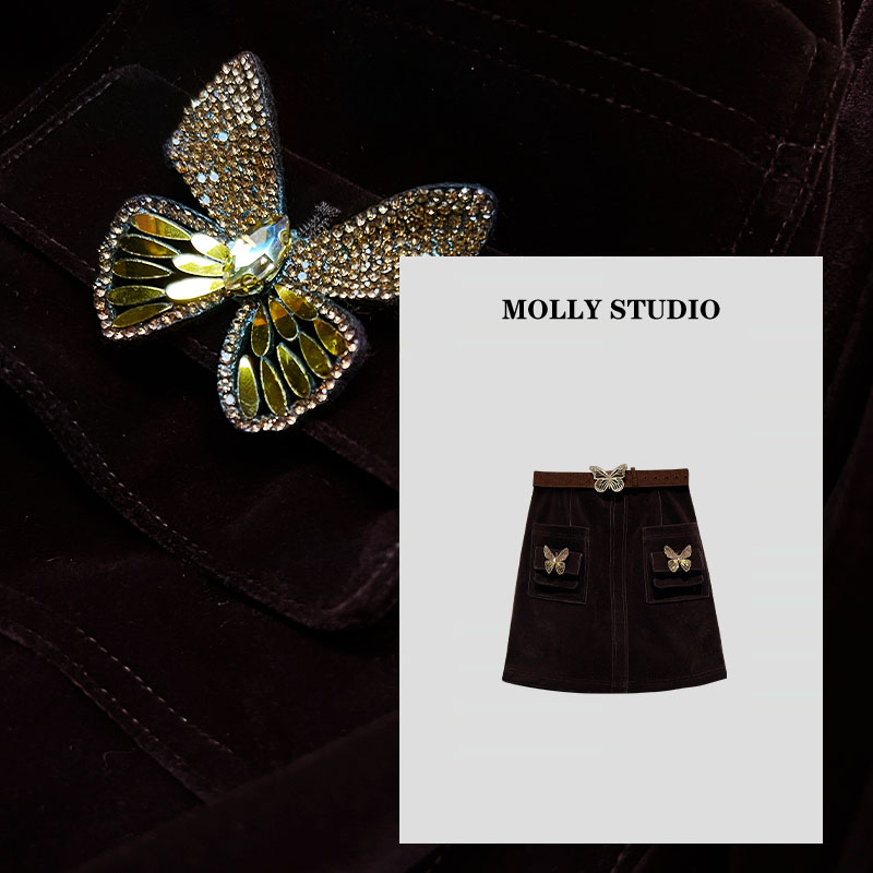 【冬日邂逅】Molly 百搭气质显瘦轻奢重工 短裙 M2025925