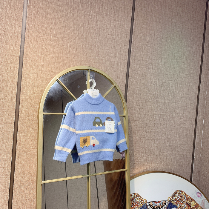 AD660   宝宝蓝色套头厚毛衣   冬款