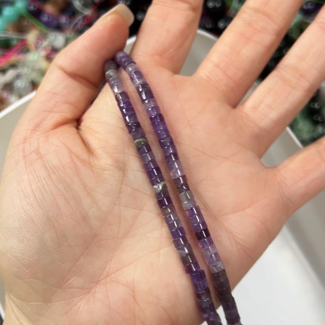 玛瑙/玉髓未镶嵌珠宝半成品，卡4紫水晶直切一条