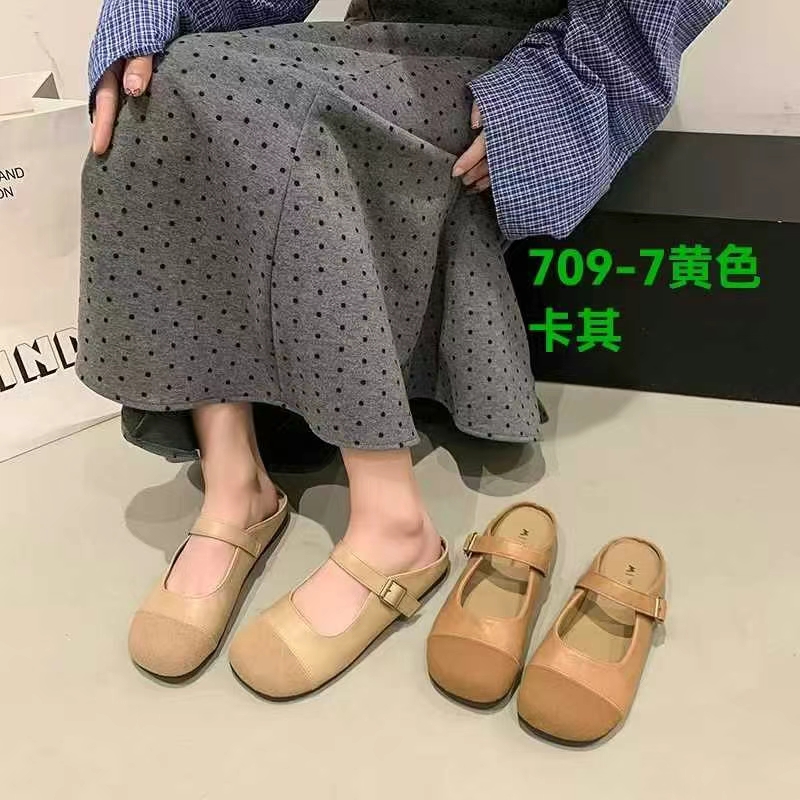 709-7新款平底百搭博肯半托女鞋子