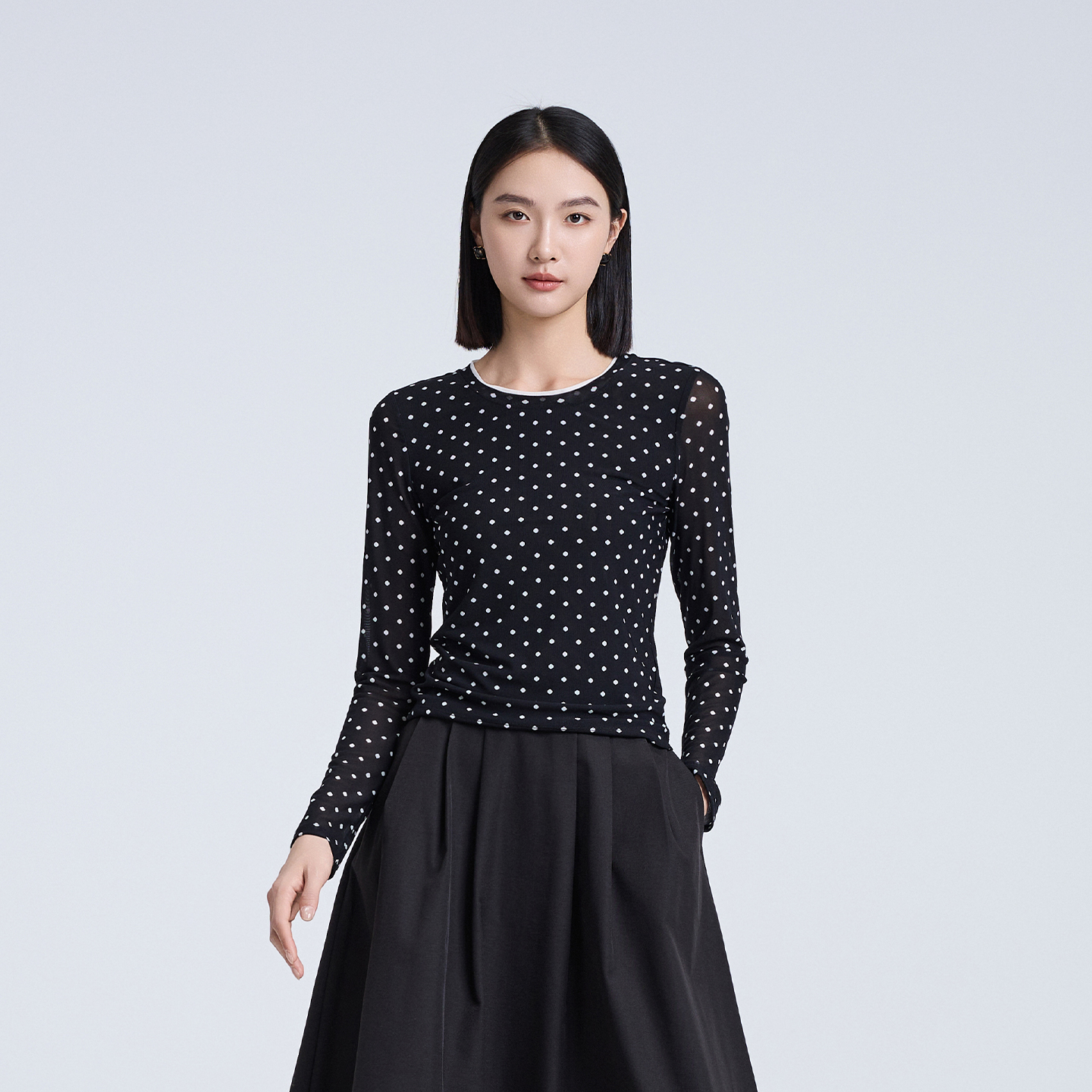 秋季休闲时尚针织衫长袖圆领套头通勤气质ESQZ7A652