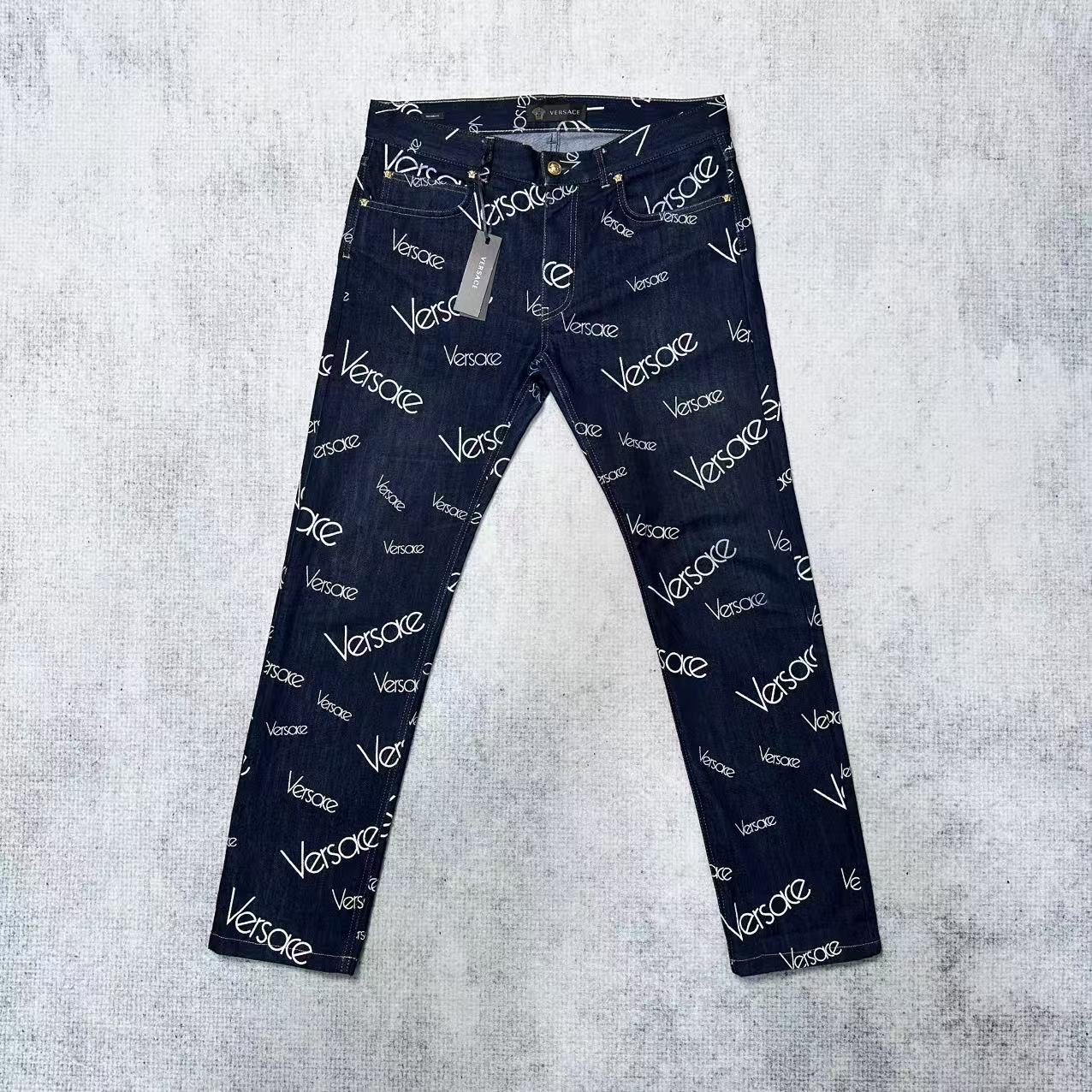 VERSACE/范思哲logo满印牛仔裤/33码/99新