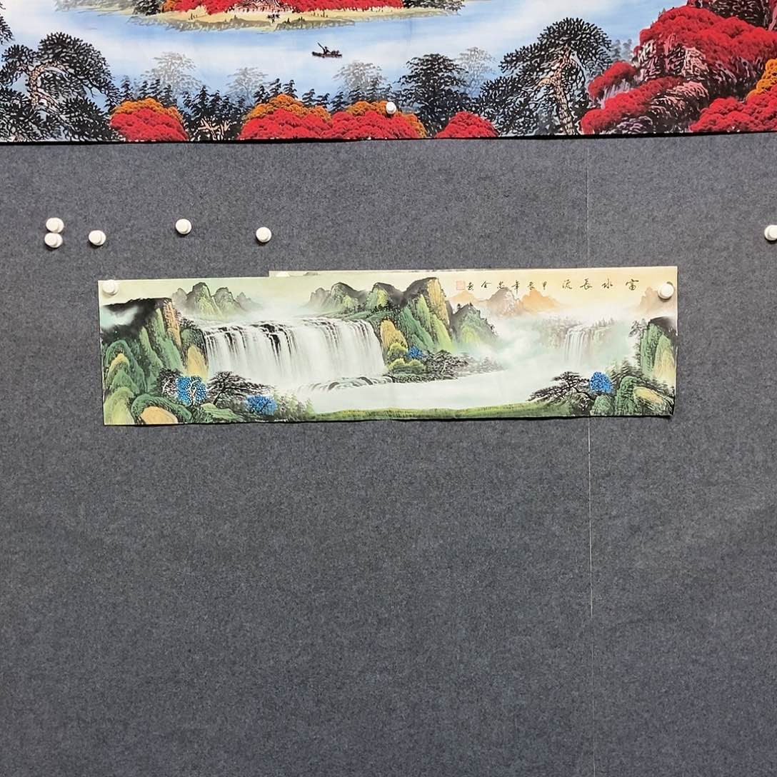 国画四尺对开山水一副