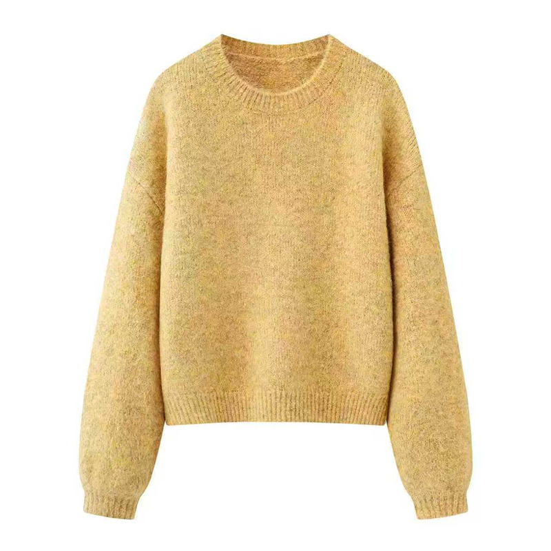 MM商场同款2025冬季新款宽松慵懒风圆领套头毛衣女针织衫882Q