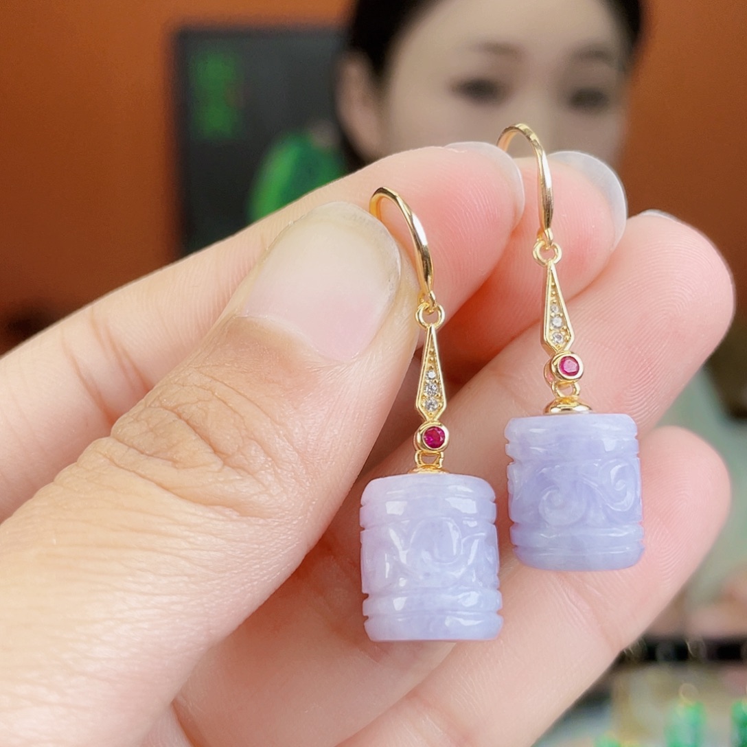 翡翠银S925镶嵌耳饰