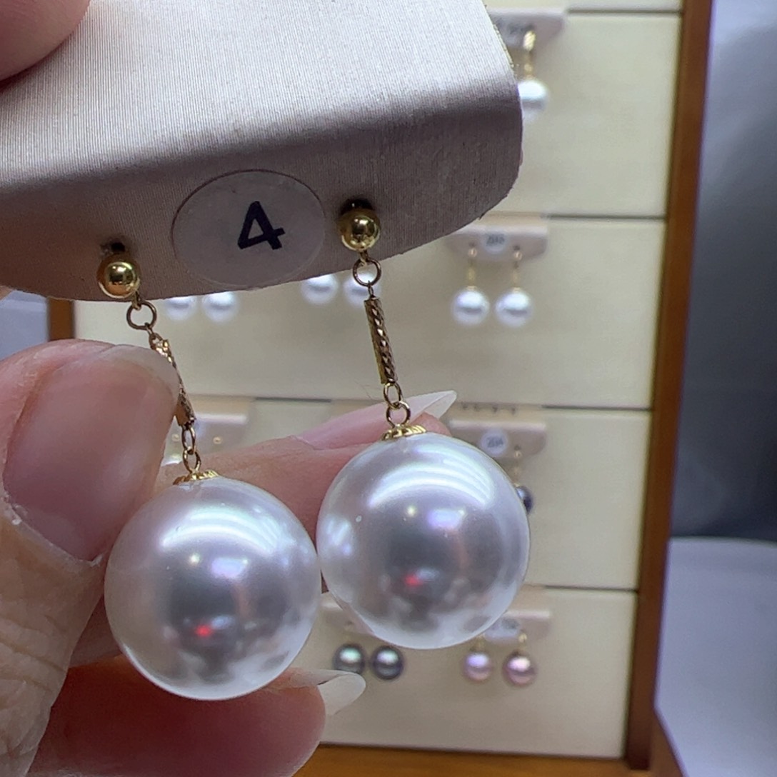 淡水珍珠耳饰18K金镶嵌