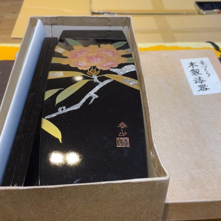 木胎漆花器螺钿银箔莳绘