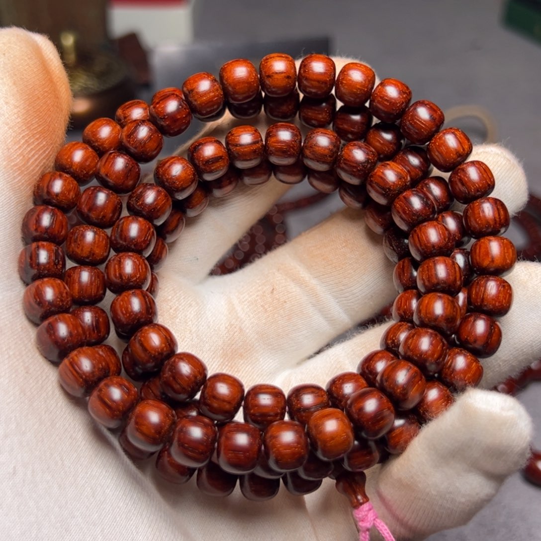 手串/手链小叶紫檀8*9 教科书芝麻点火焰 顶级鳞底金星 风化老料