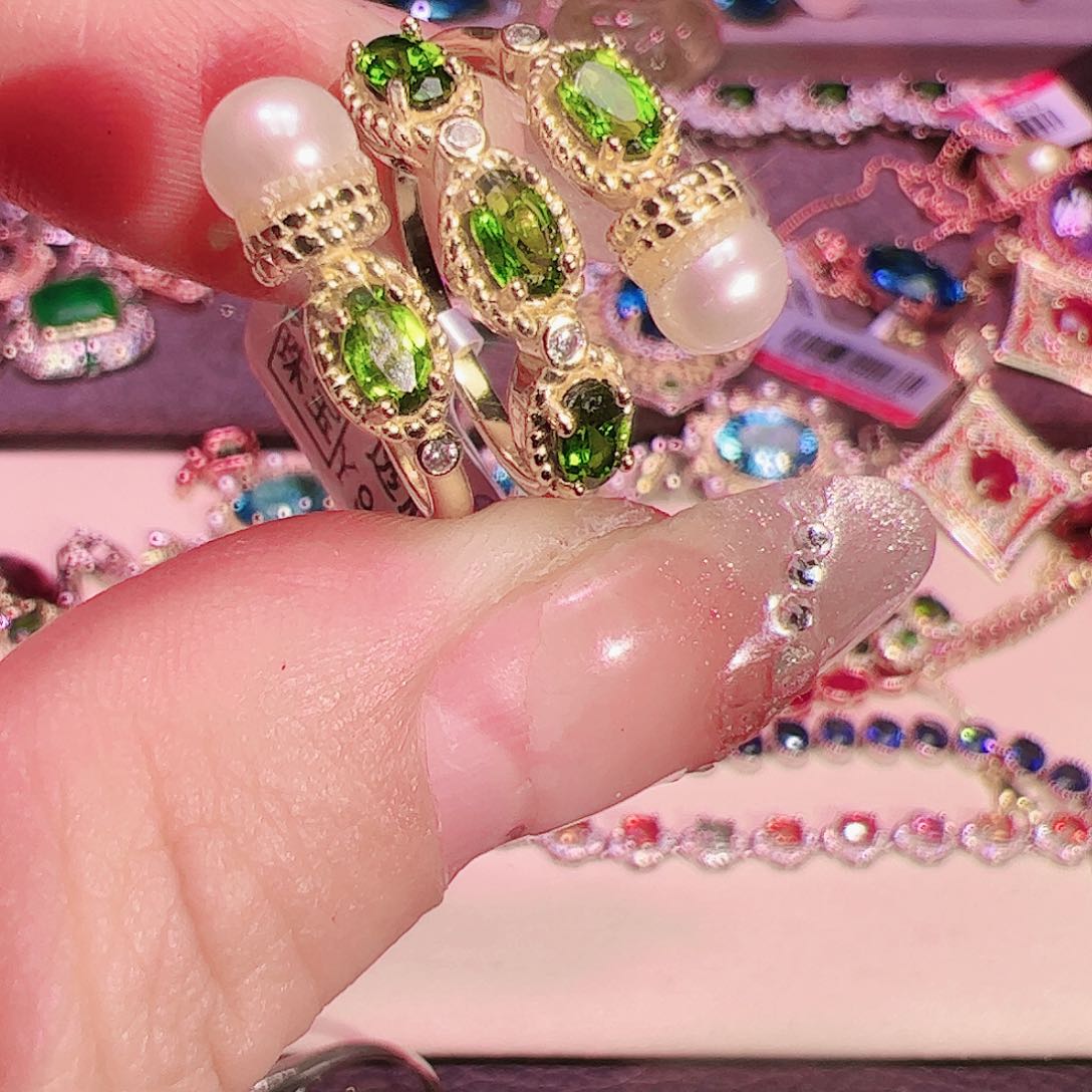 透辉石戒指银S925镶嵌