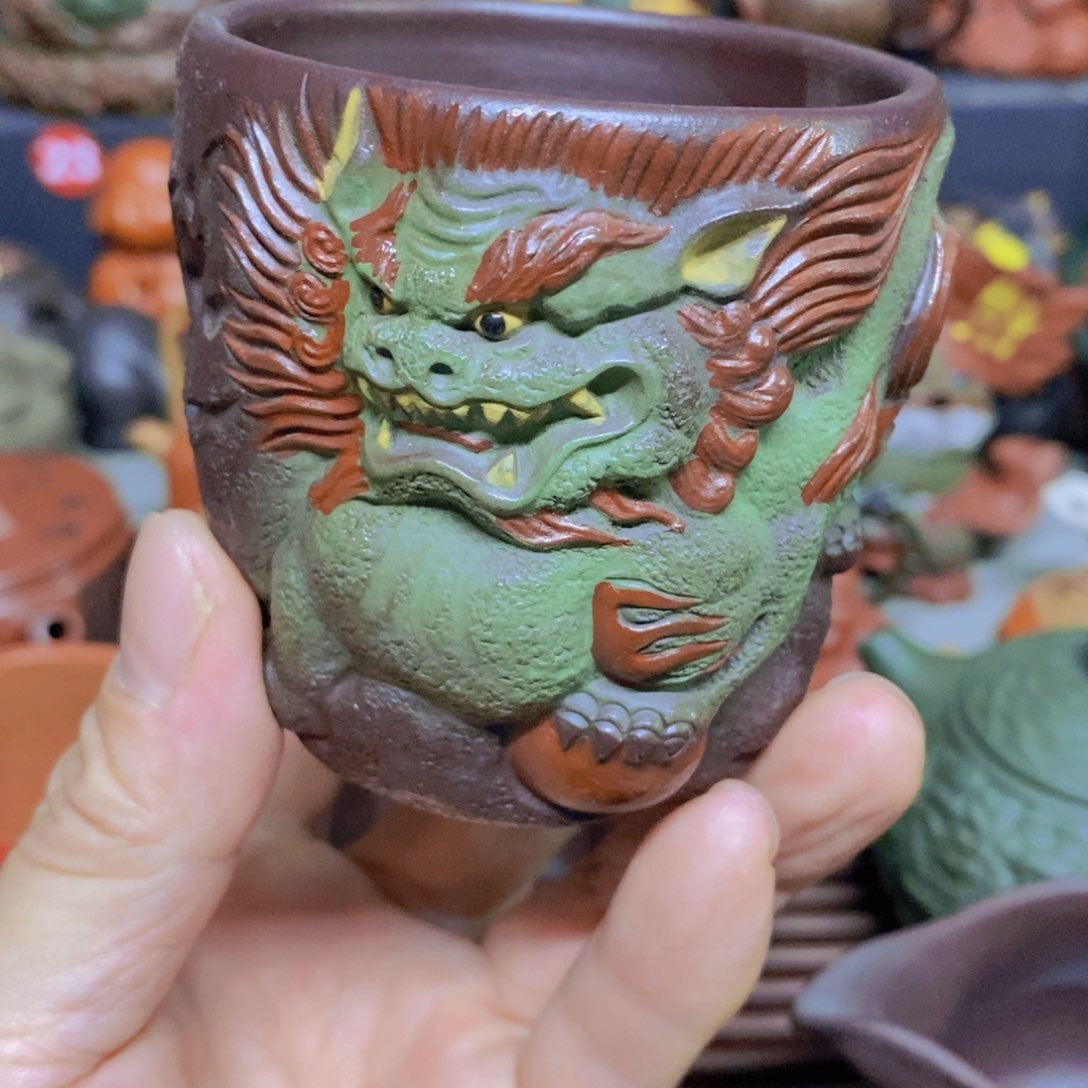 茶杯绿泥紫砂紫砂