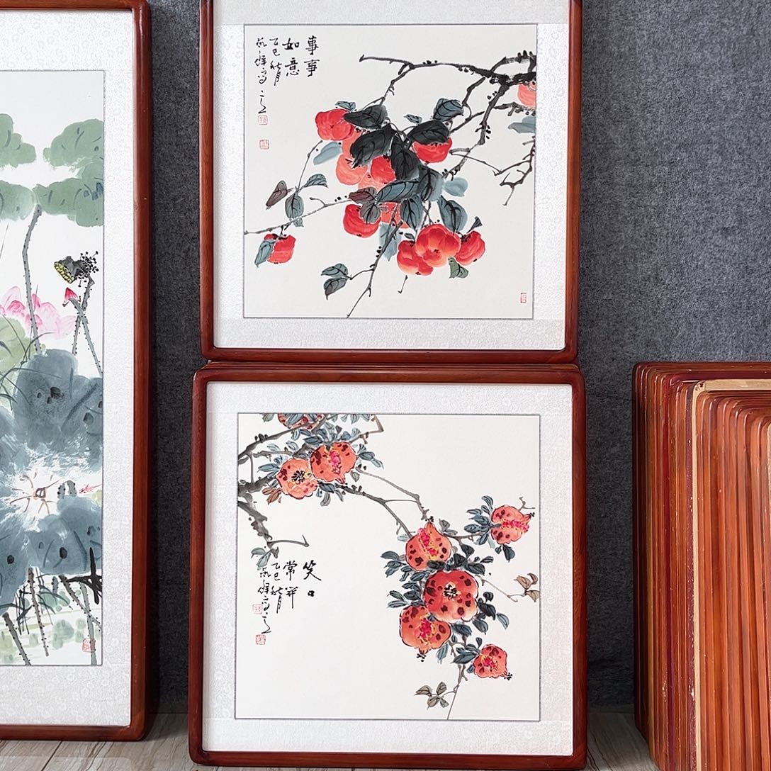 国画书画作品带框63×63