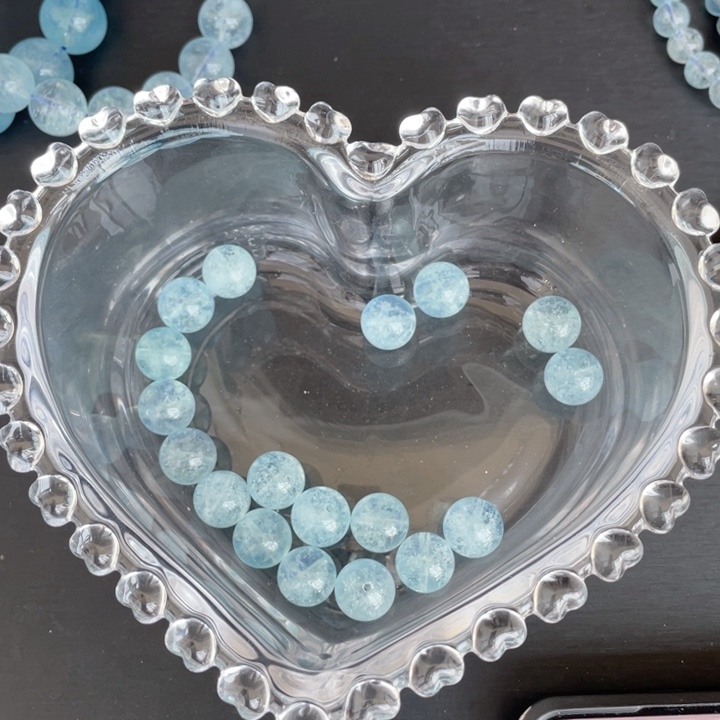 水晶手串未镶嵌11.5mm海蓝宝碎碎冰单珠多样性发其一