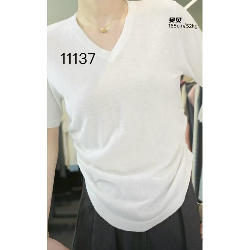 11137（部分无水洗唛，介意慎拍） WANGDAN新款V领侧边松紧腰针织衫