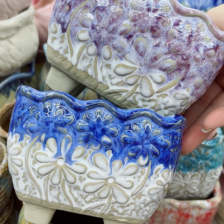 多肉绿植陶瓷花盆9.9包邮，有孔