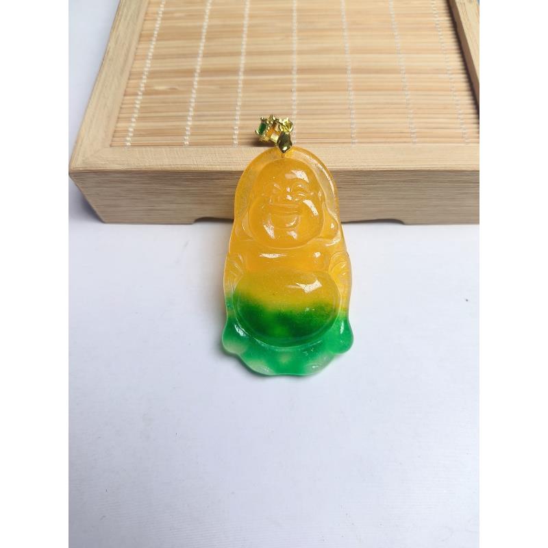 （聚宝严选）d209黄绿立佛吊坠精致气质妈妈款时尚精美