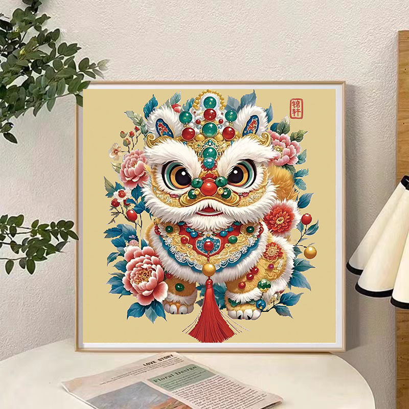 新款高级感醒狮十字绣客厅餐厅卧室手工刺绣小件寓意好