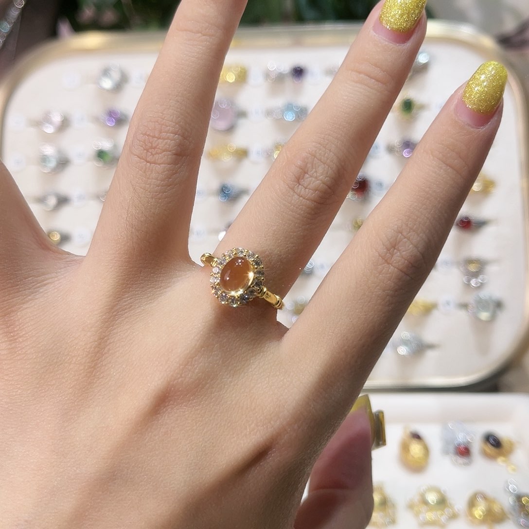 蛇纹石玉戒指银S925镶嵌