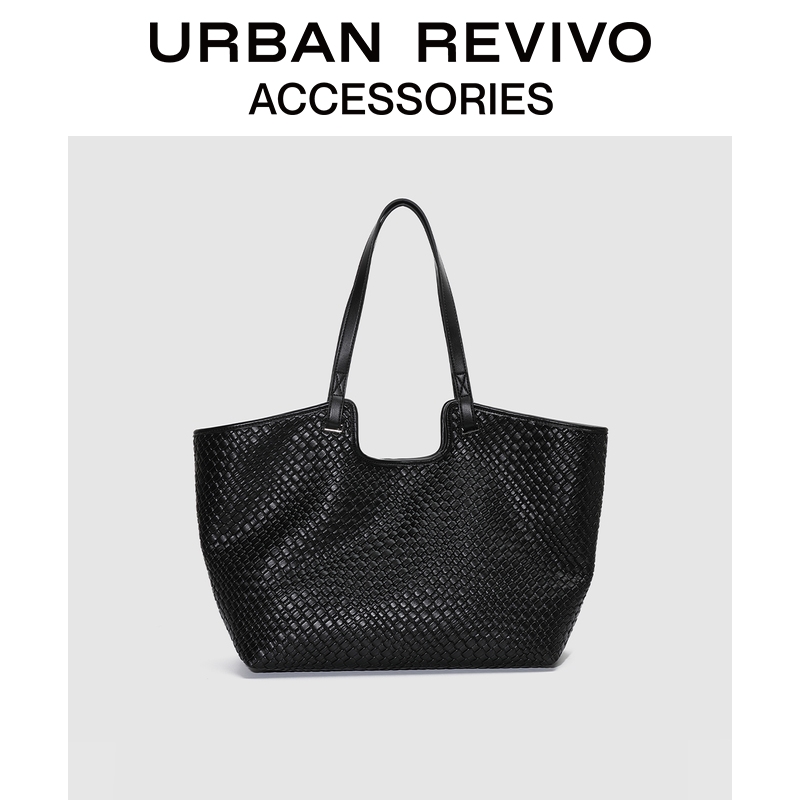URBAN REVIVO2025秋季新款女休闲编织大容量单肩包UAWB50249