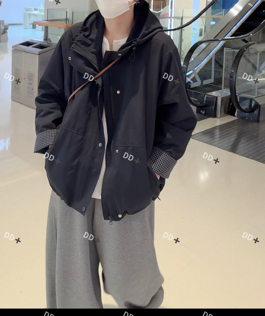 【DD女装】冲锋衣加棉防风休闲带帽宽松外套秋季厚款
