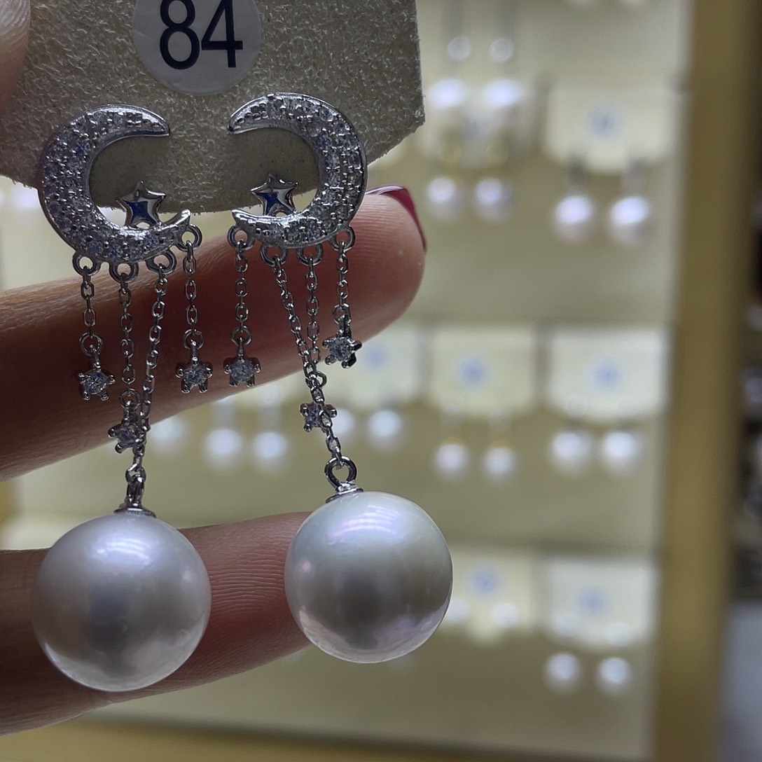 淡水珍珠耳饰银S925镶嵌