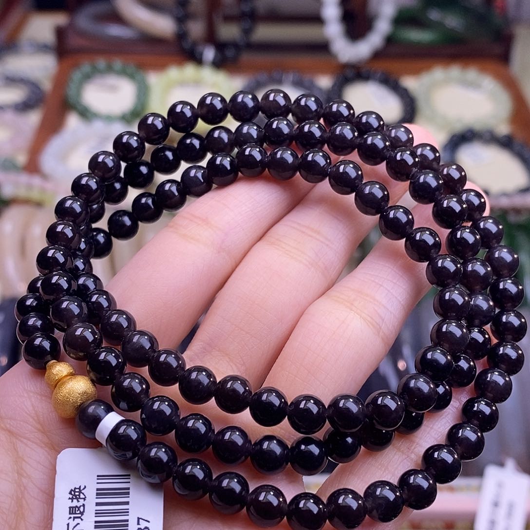 颈饰未镶嵌和田玉浓烟紫毛衣链6m帝王紫