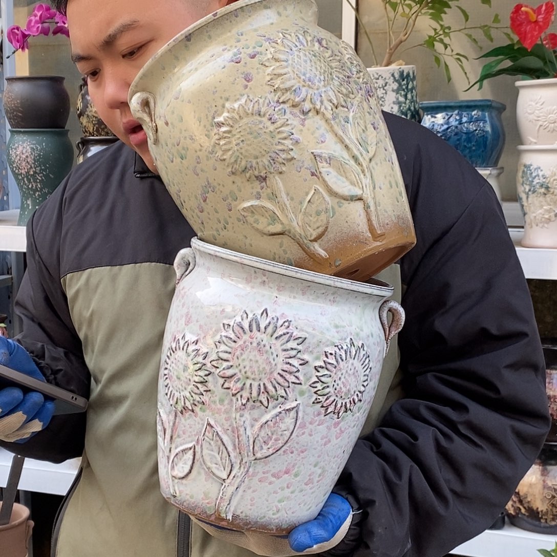 紫砂花盆口20高25福利俩个